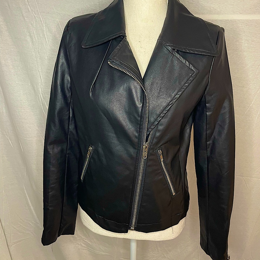 Black Faux Leather Biker Jacket